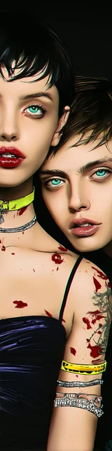 Free dark romance bookmark featuring a couple with blood on the shoulder